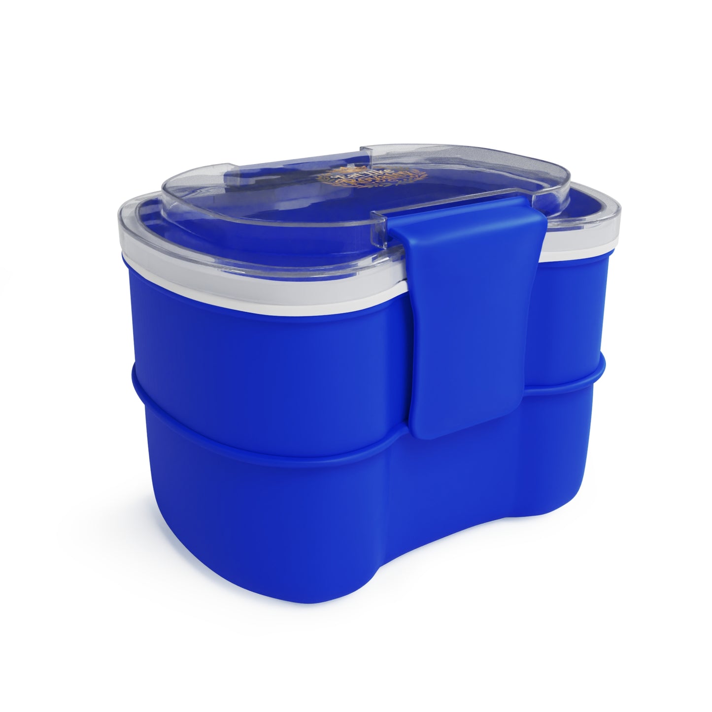 Two-Tier Bento Box - "Eat Like Royalty" Blue Lunch Container with Spoon