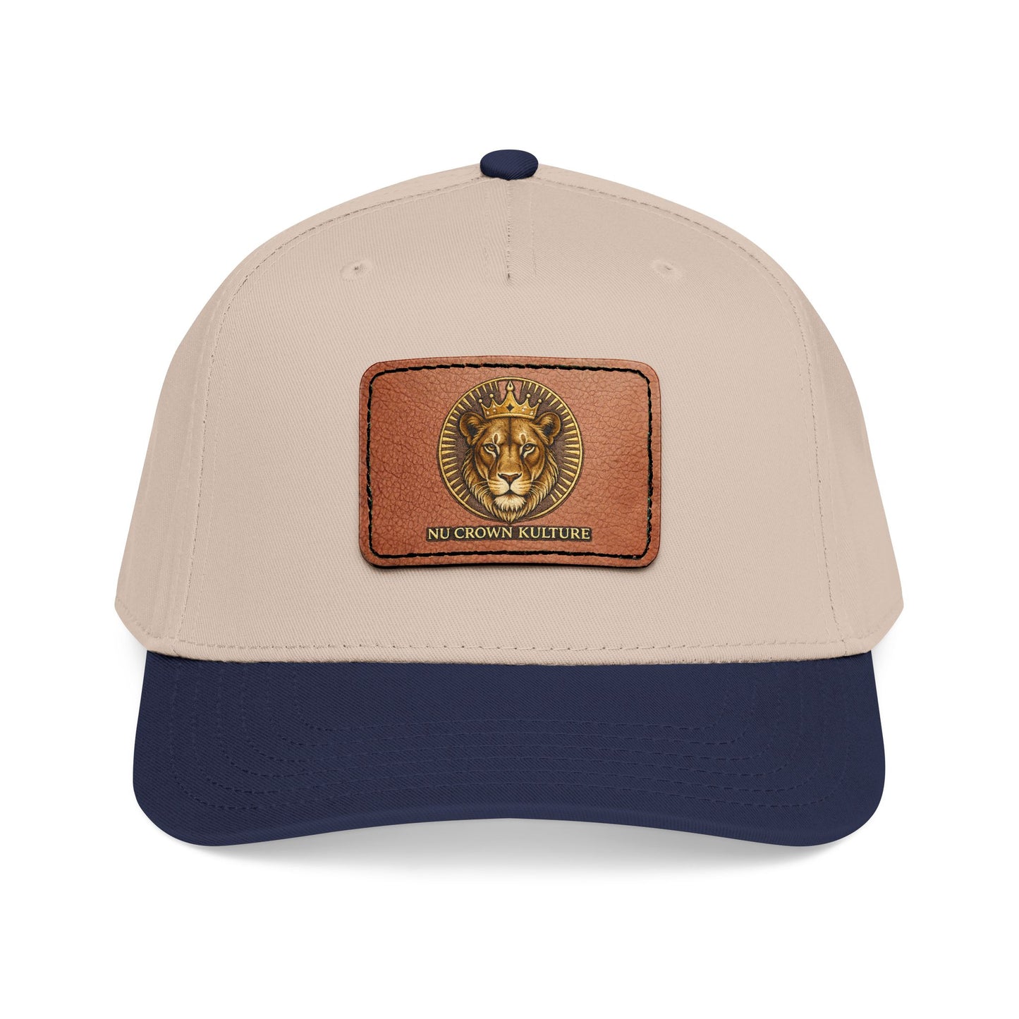 Mid Profile Baseball Cap with Leather Patch (Rectangle)