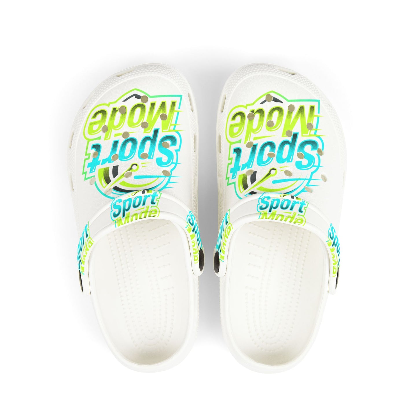 Kids Sport Mode EVA Clogs — White All-Over Print