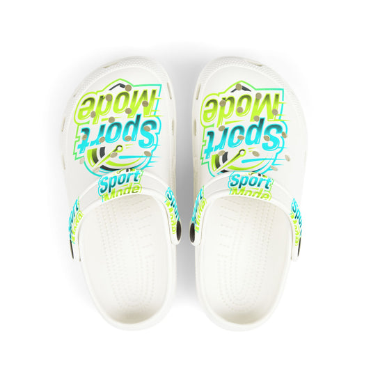 Kids Sport Mode EVA Clogs — White All-Over Print
