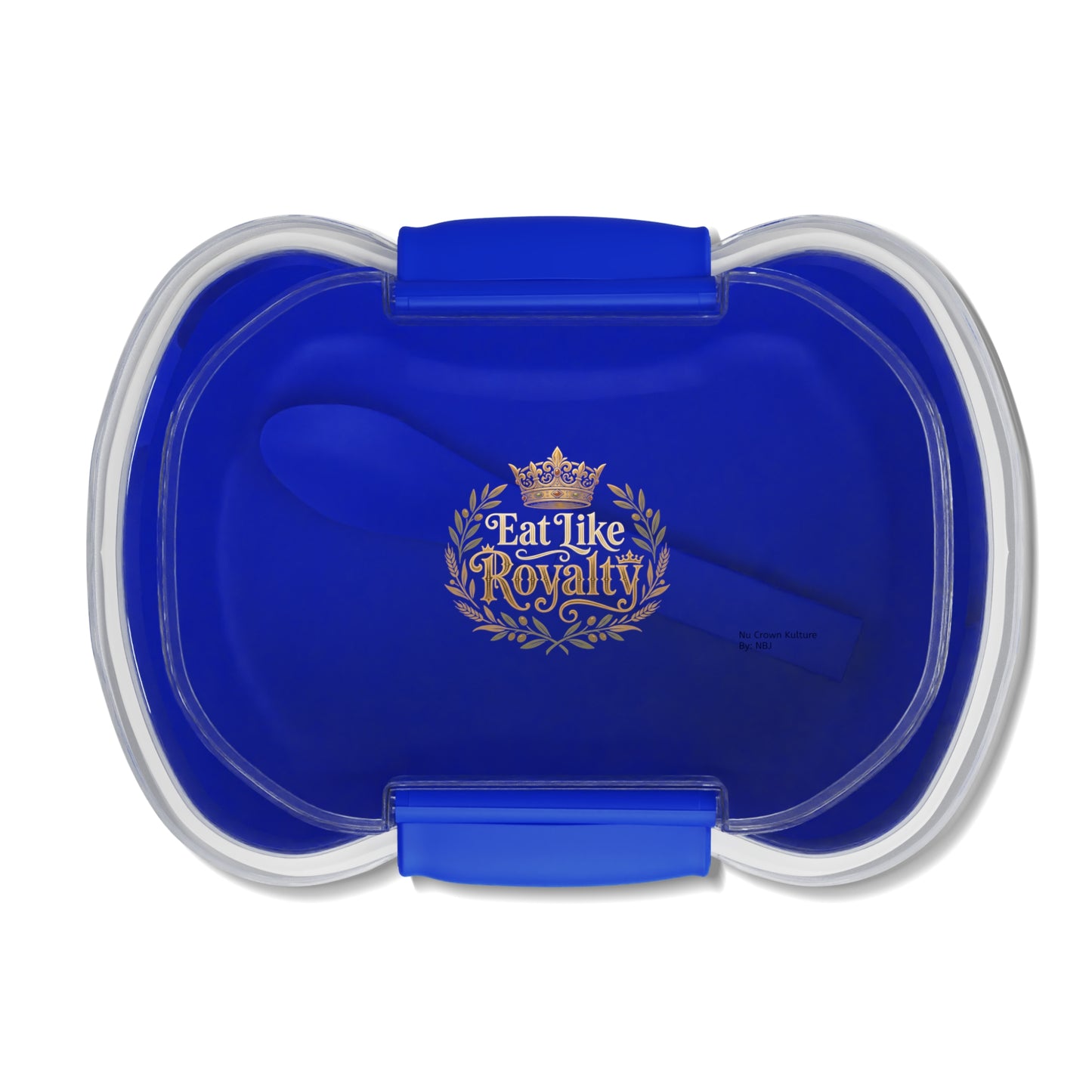 Two-Tier Bento Box - "Eat Like Royalty" Blue Lunch Container with Spoon