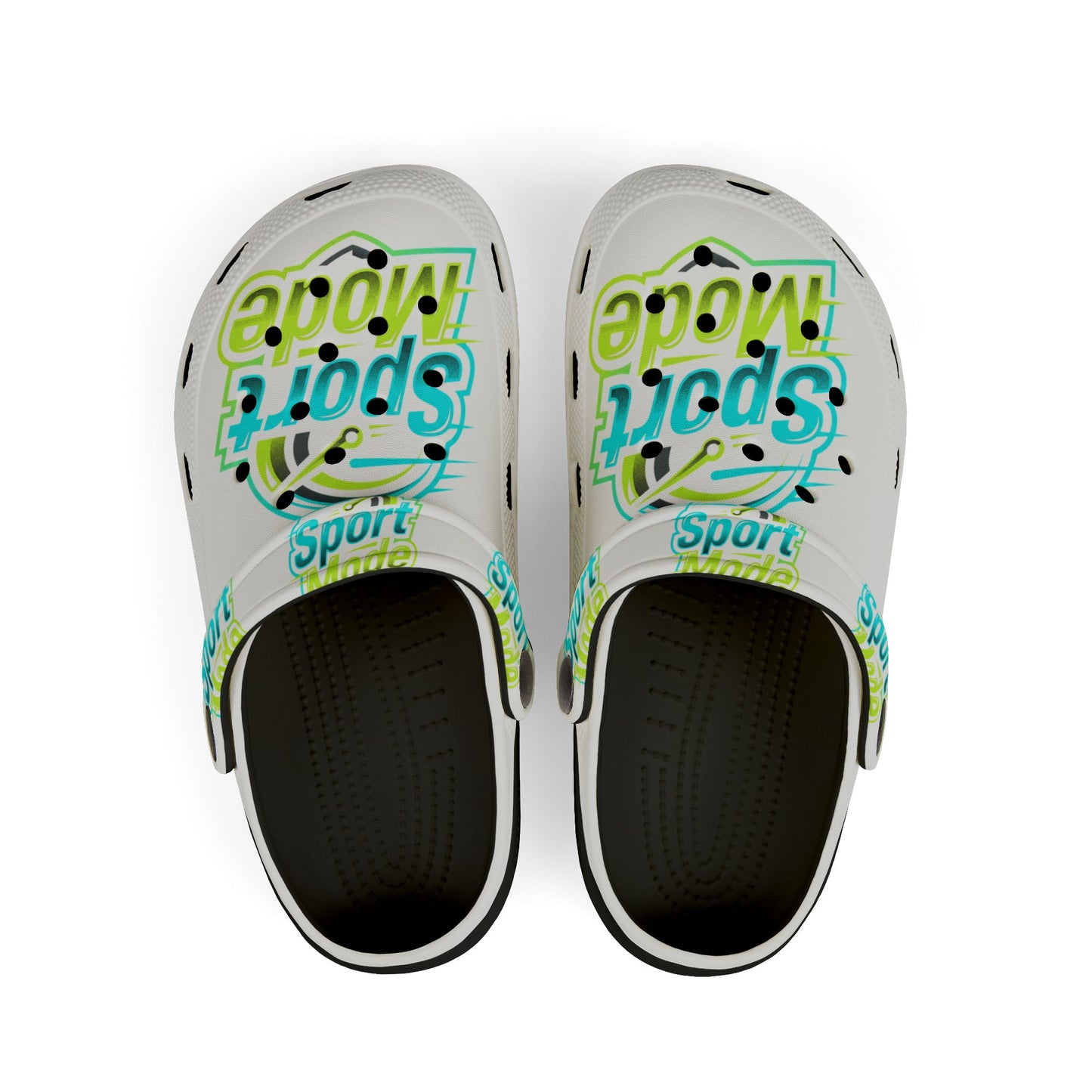 Kids Sport Mode EVA Clogs — White All-Over Print