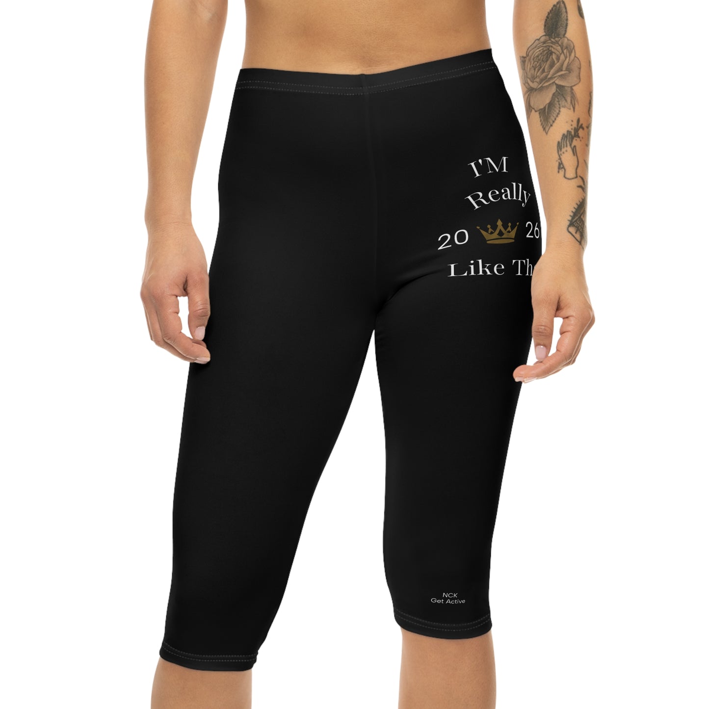 Capri Leggings — “I’m Really 2026 Like That” Crown Graphic