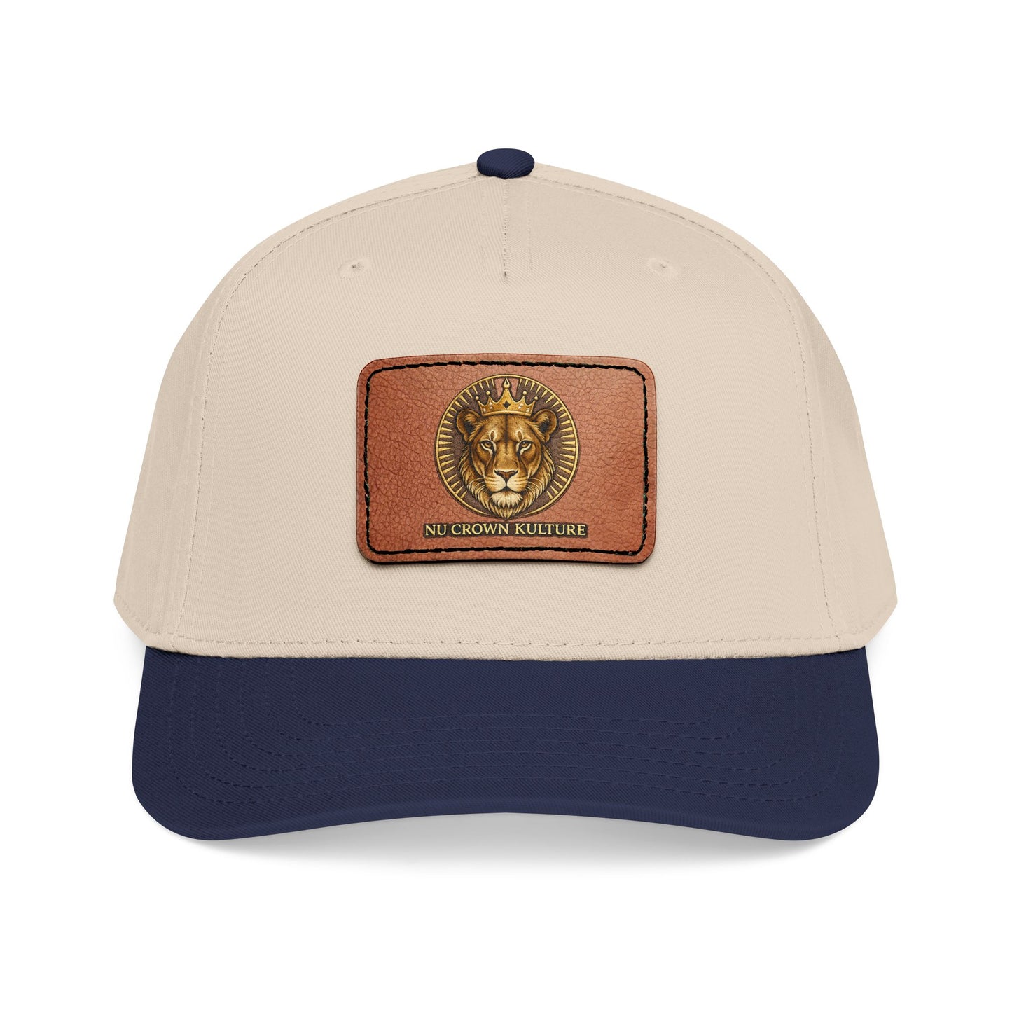 Mid Profile Baseball Cap with Leather Patch (Rectangle)