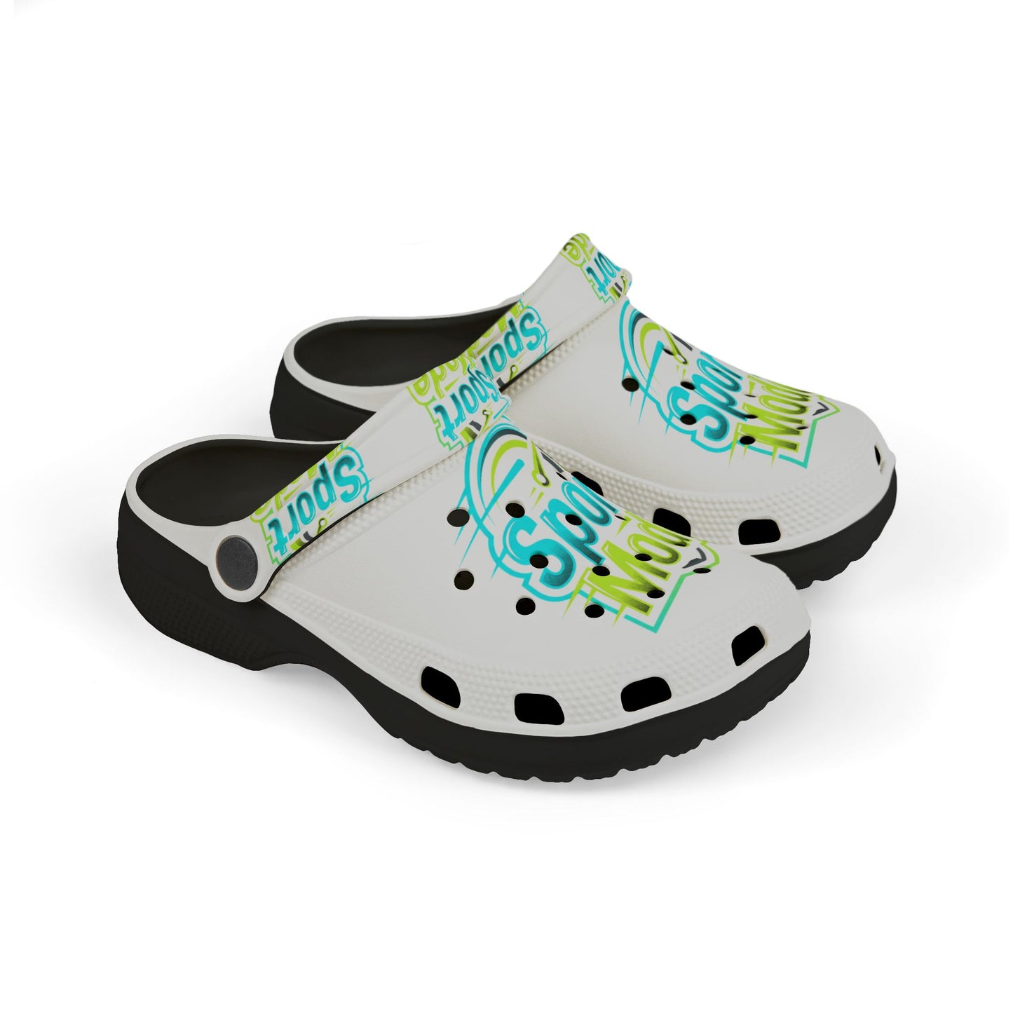 Kids Sport Mode EVA Clogs — White All-Over Print