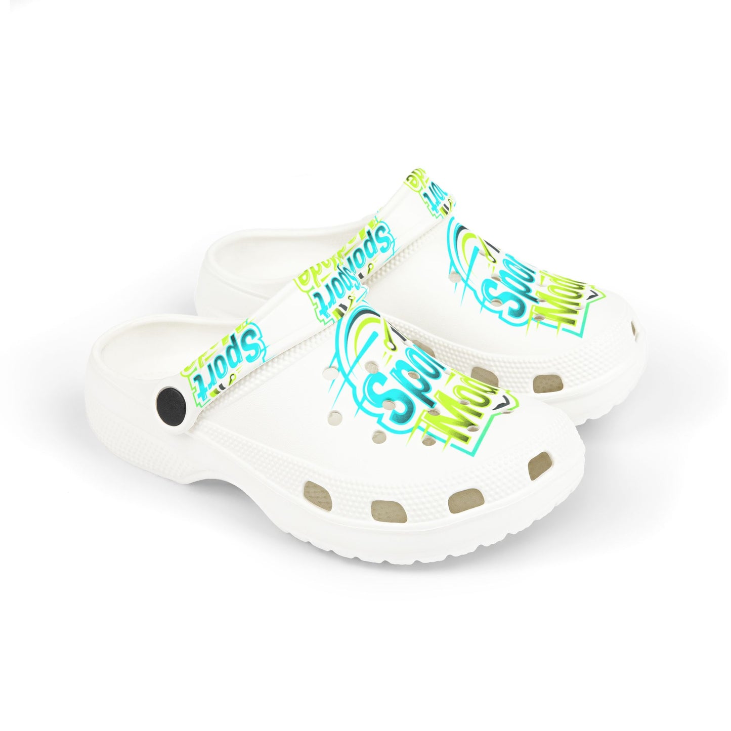 Kids Sport Mode EVA Clogs — White All-Over Print