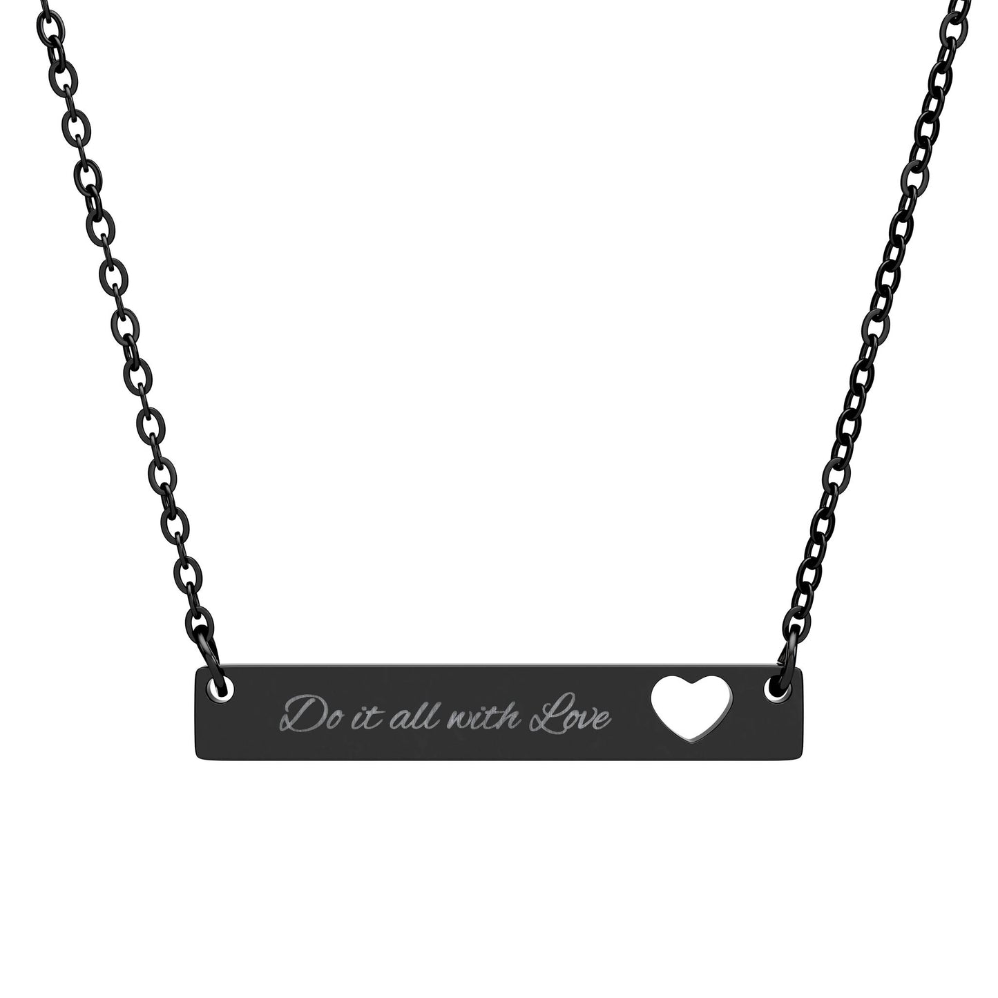 Cutout Heart Bar Necklace (Engraving)