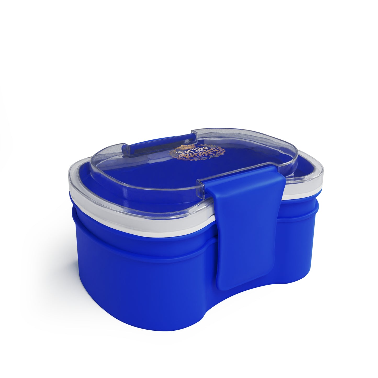 Two-Tier Bento Box - "Eat Like Royalty" Blue Lunch Container with Spoon