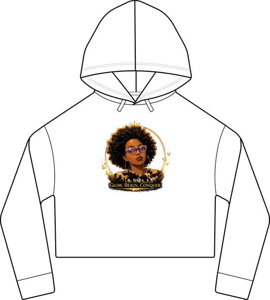 Mica coded: Women's Laguna Sueded Raw Edge Crop Hoodie Sweatshirt