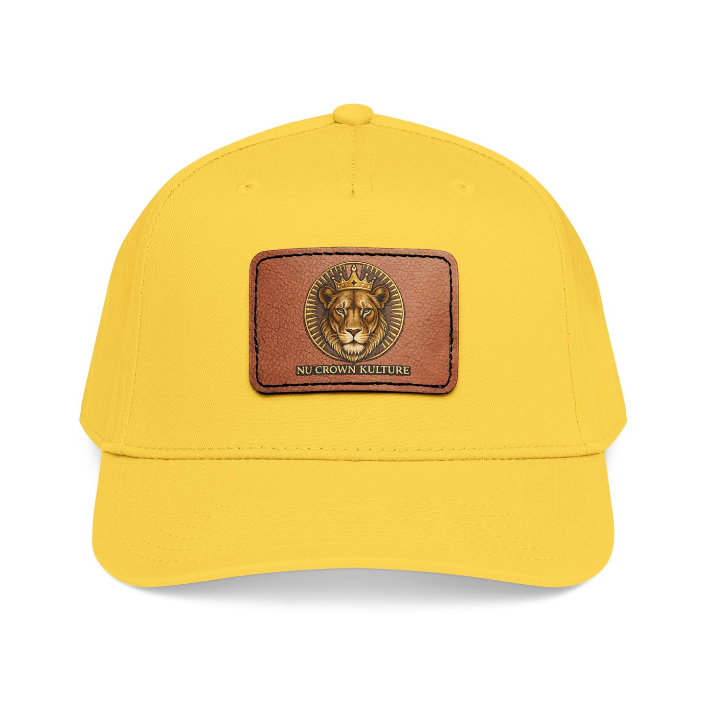 Mid Profile Baseball Cap with Leather Patch (Rectangle)